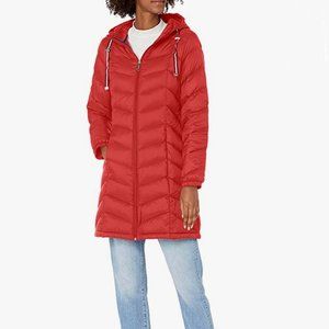 NWT Tommy Hilfiger Hooded Chevron Packable Puffer Coat size XL in Crimson